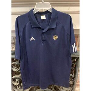 Adidas Notre Dame embroidered men’s polo shirt, size medium, Navy gold (bin CC)